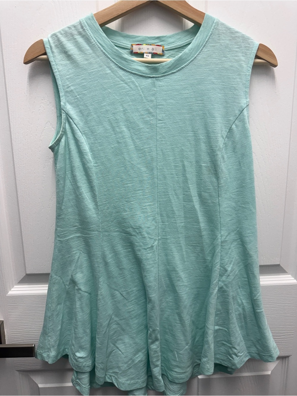 Anthropologie eri + ali Sleeveless Flared Peplum Top in Light Blue XS